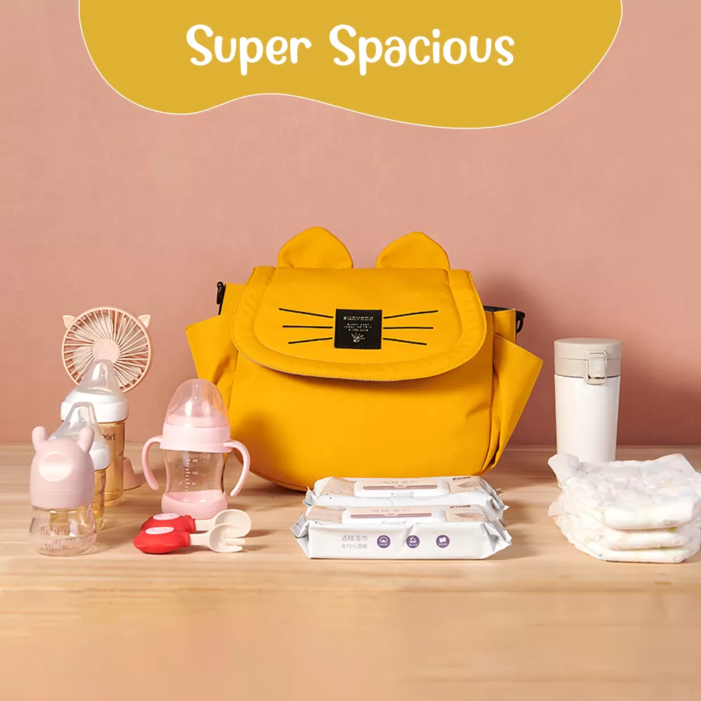 Sunveno Meow Stroller Diaper Bag - Yellow