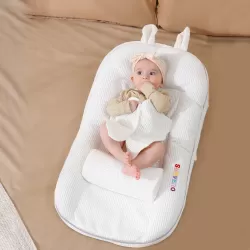 Sunveno Portable Baby Anti-spill Milk U Shape Pillow with Slope pad and Hip Pillow - White