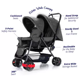 Story by Teknum Double Baby Stroller - Dark Grey