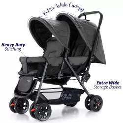 Story by Teknum Double Baby Stroller - Dark Grey