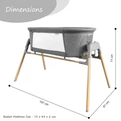 Teknum 3 - IN - 1 Baby Rocker Bassinet / Infant Crib with Mosquito net - Grey