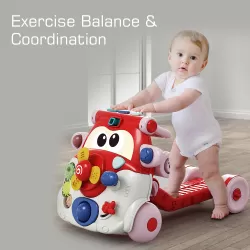 Teknum 3 - IN - 1 Baby Walker / Kids Cycle / Scooter Skates with Musical keyboard - Red