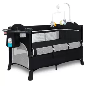 Teknum 4 in 1 Baby Bedside Co - Sleeper Bassinet and Playpen with Rocker Black