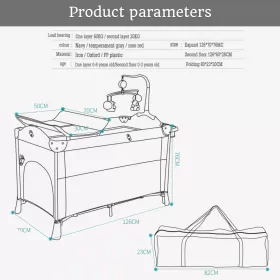 Teknum 4 in 1 Baby Bedside Co - Sleeper Bassinet and Playpen with Rocker Black