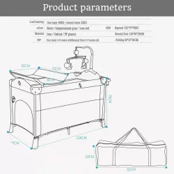 Teknum 4 in 1 Baby Bedside Co - Sleeper Bassinet and Playpen with Rocker Grey