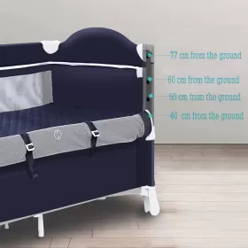 Teknum 4 in 1 Baby Bedside Co - Sleeper Bassinet and Playpen with Rocker Navy Blue