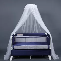 Teknum 4 in 1 Baby Bedside Co - Sleeper Bassinet and Playpen with Rocker Navy Blue