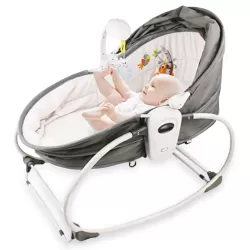 TEKNUM 5 - in - 1 Cozy Rocker Bassinet with Awning & Mosquito net - Grey