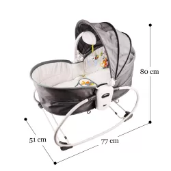 TEKNUM 5 - in - 1 Cozy Rocker Bassinet with Awning & Mosquito net - Grey