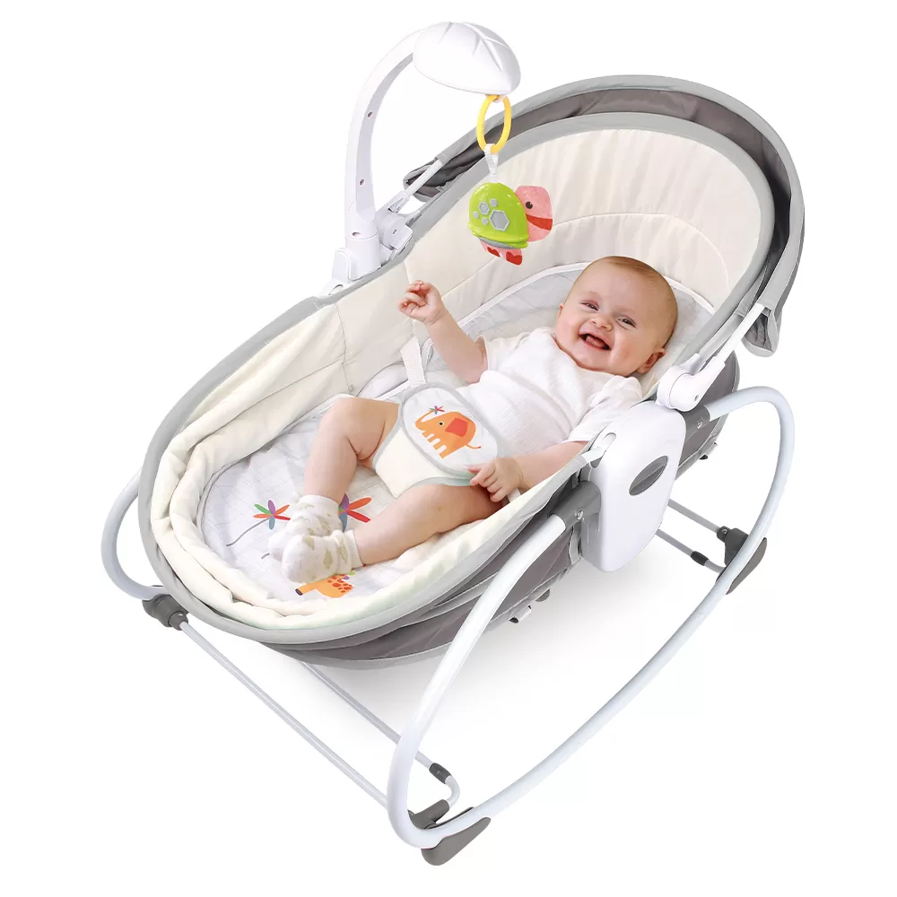 TEKNUM 5 - in - 1 Cozy Rocker Bassinet with Awning &amp; Mosquito net - Grey