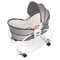 TEKNUM 5 - in - 1 Cozy Rocker Bassinet with Awning & Mosquito net - Grey