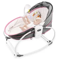 TEKNUM 5 - in - 1 Cozy Rocker Bassinet with Awning & Mosquito net - Pink