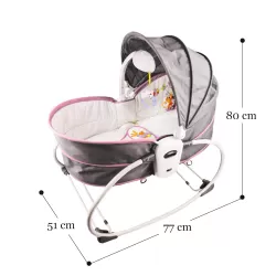 TEKNUM 5 - in - 1 Cozy Rocker Bassinet with Awning & Mosquito net - Pink