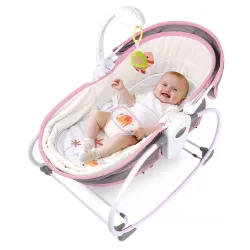 TEKNUM 5 - in - 1 Cozy Rocker Bassinet with Awning & Mosquito net - Pink