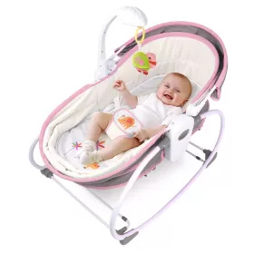 TEKNUM 5 - in - 1 Cozy Rocker Bassinet with Awning & Mosquito net - Pink