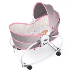 TEKNUM 5 - in - 1 Cozy Rocker Bassinet with Awning & Mosquito net - Pink