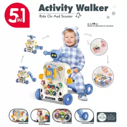 Teknum 5 - IN - 1 Baby Walker / Learning Table Mode / Game Panel Mode / Scooter Mode / Roller Coaster Mode with Musical keyboard - Blue