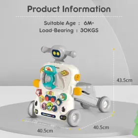 Teknum 5 - IN - 1 Baby Walker / Learning Table Mode / Game Panel Mode / Scooter Mode / Roller Coaster Mode with Musical keyboard - Grey