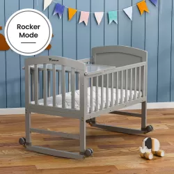 Teknum - 7 in 1 Convertible Kids Bed & Bedside Crib with Mattress, Mosquito net & Detachable Wheels ( 0 - 12yrs ) - Grey