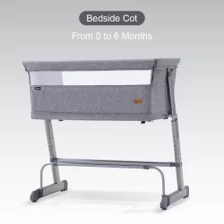 Teknum All In One, 0-4 Years Bedside Crib Cot & Sofa Expansion Pack - Grey