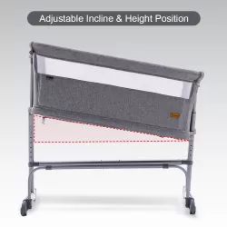 Teknum All In One, 0-4 Years Bedside Crib Cot & Sofa Expansion Pack - Grey