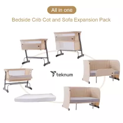 Teknum All In One, 0-4 Years Bedside Crib Cot & Sofa Expansion Pack - Ivory