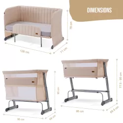 Teknum All In One, 0-4 Years Bedside Crib Cot & Sofa Expansion Pack - Ivory