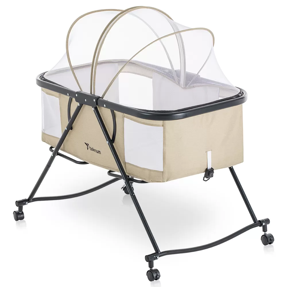 Teknum 3-IN-1 Baby Cot/Cradle w/ Mosquito net &amp; Wheels – Ivory