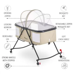 Teknum 3-IN-1 Baby Cot/Cradle w/ Mosquito net & Wheels – Ivory