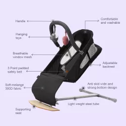 TEKNUM Baby Bouncer w/ Grab Toys - Wooden Black