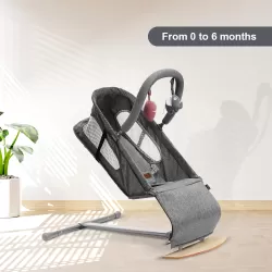 TEKNUM Baby Bouncer w/ Grab Toys - Wooden Dark Grey