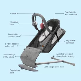 TEKNUM Baby Bouncer w/ Grab Toys - Dark Grey