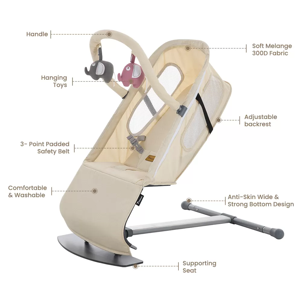 TEKNUM Baby Bouncer w/ Grab Toys - Ivory