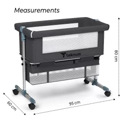 TEKNUM Moonlight Bedside Crib - Dark Grey