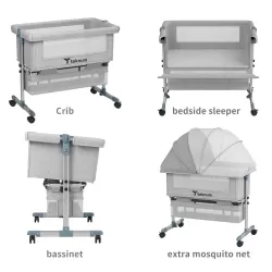 Teknum Bedside Crib - Grey