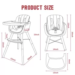 Teknum - Premium Dual Height Wooden High Chair - Grey