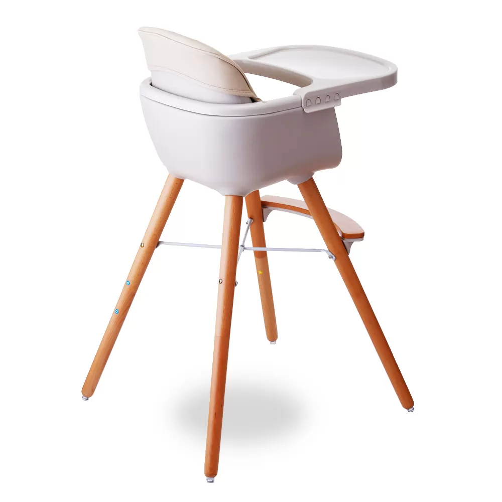 Teknum - Premium Dual Height Wooden High Chair - Ivory