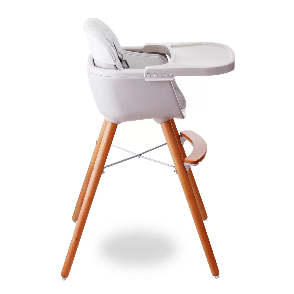 Teknum - Premium Dual Height Wooden High Chair - White