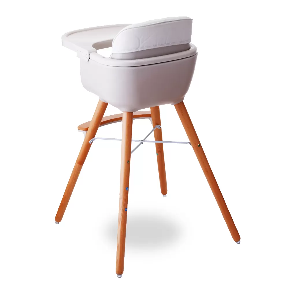 Teknum - Premium Dual Height Wooden High Chair - White