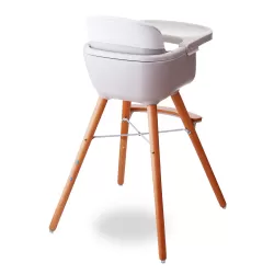 Teknum - Premium Dual Height Wooden High Chair - White