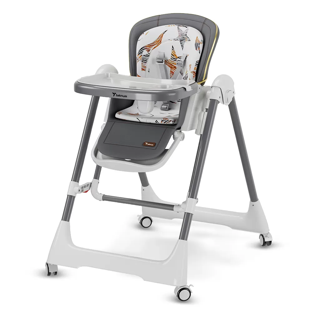 Teknum 5 - IN - 1 Swing with High Chair with Lockable wheels - Grey