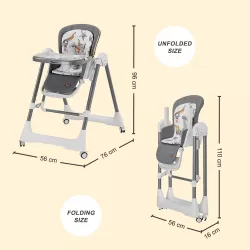 Teknum 5 - IN - 1 Swing with High Chair with Lockable wheels - Grey