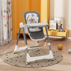 Teknum 5 - IN - 1 Swing with High Chair with Lockable wheels - Grey