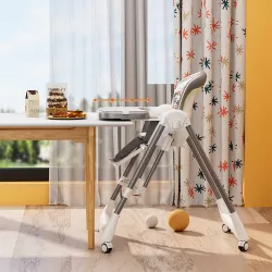 Teknum 5 - IN - 1 Swing with High Chair with Lockable wheels - Grey