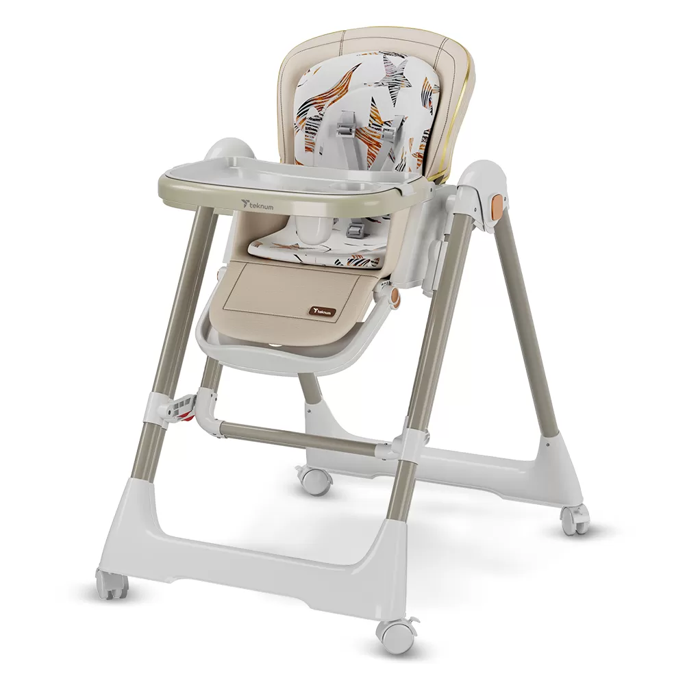 Teknum 5 - IN - 1 Swing with High Chair with Lockable wheels - Ivory