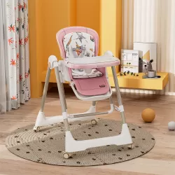 Teknum 5 - IN - 1 Swing with High Chair with Lockable wheels - Pink