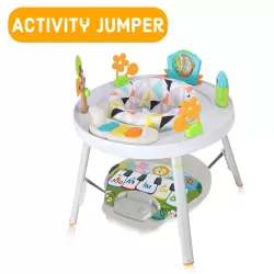 Teknum 4 - IN - 1 Activity Jumper / Feeding Chair / Drawing Table / Playing Station with Musical Mat, Detachable Toys & Musical Piano - White