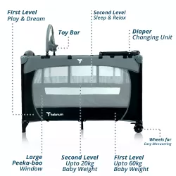 Teknum Explorer Playard and Cot Grey