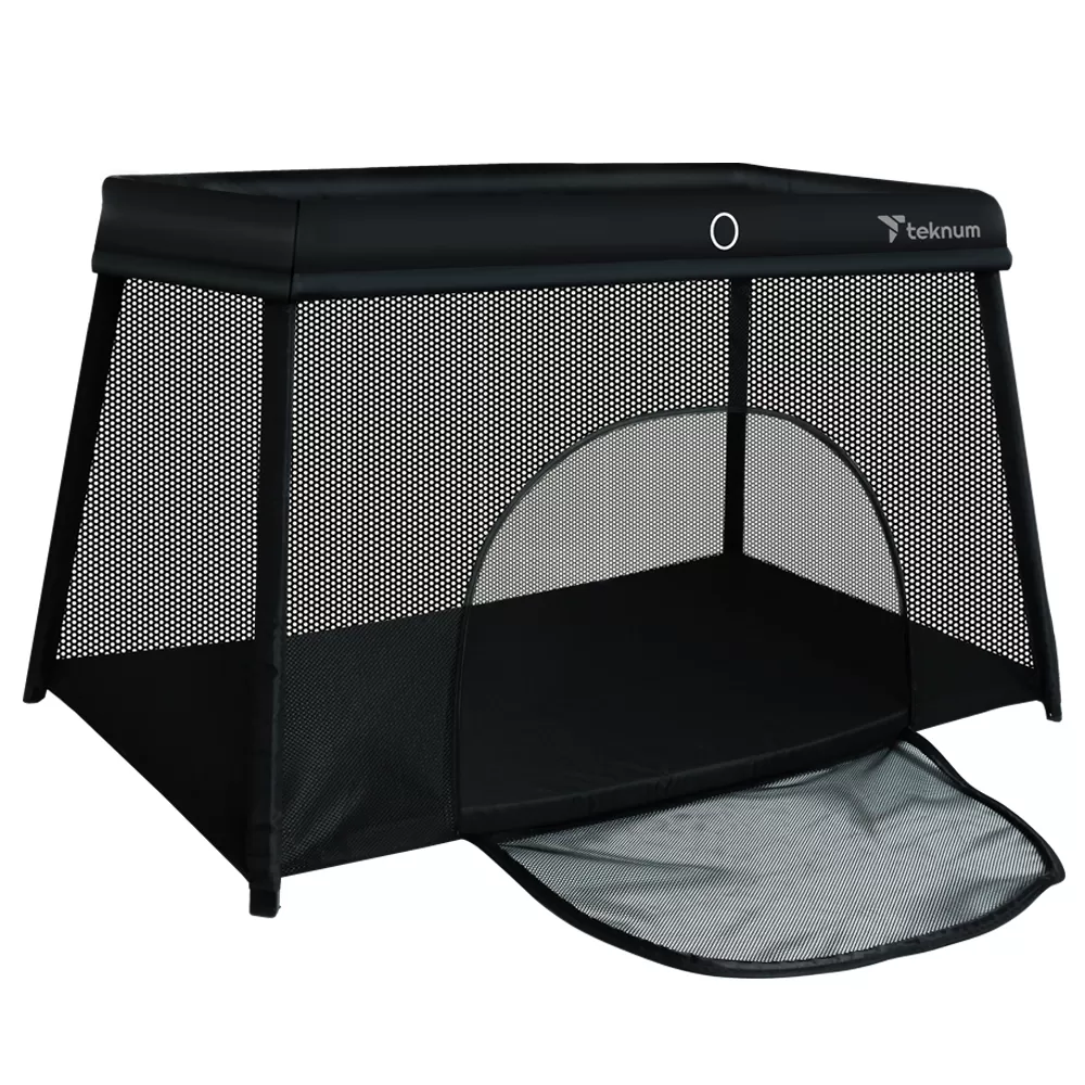 TEKNUM Portable Quick fold Playard &amp; Cot with Zipper Door &amp; Carry Bag - Midnight Black