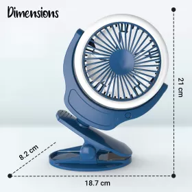 Teknum 2-IN-1 Stroller USB Charging Fan with Light-Blue